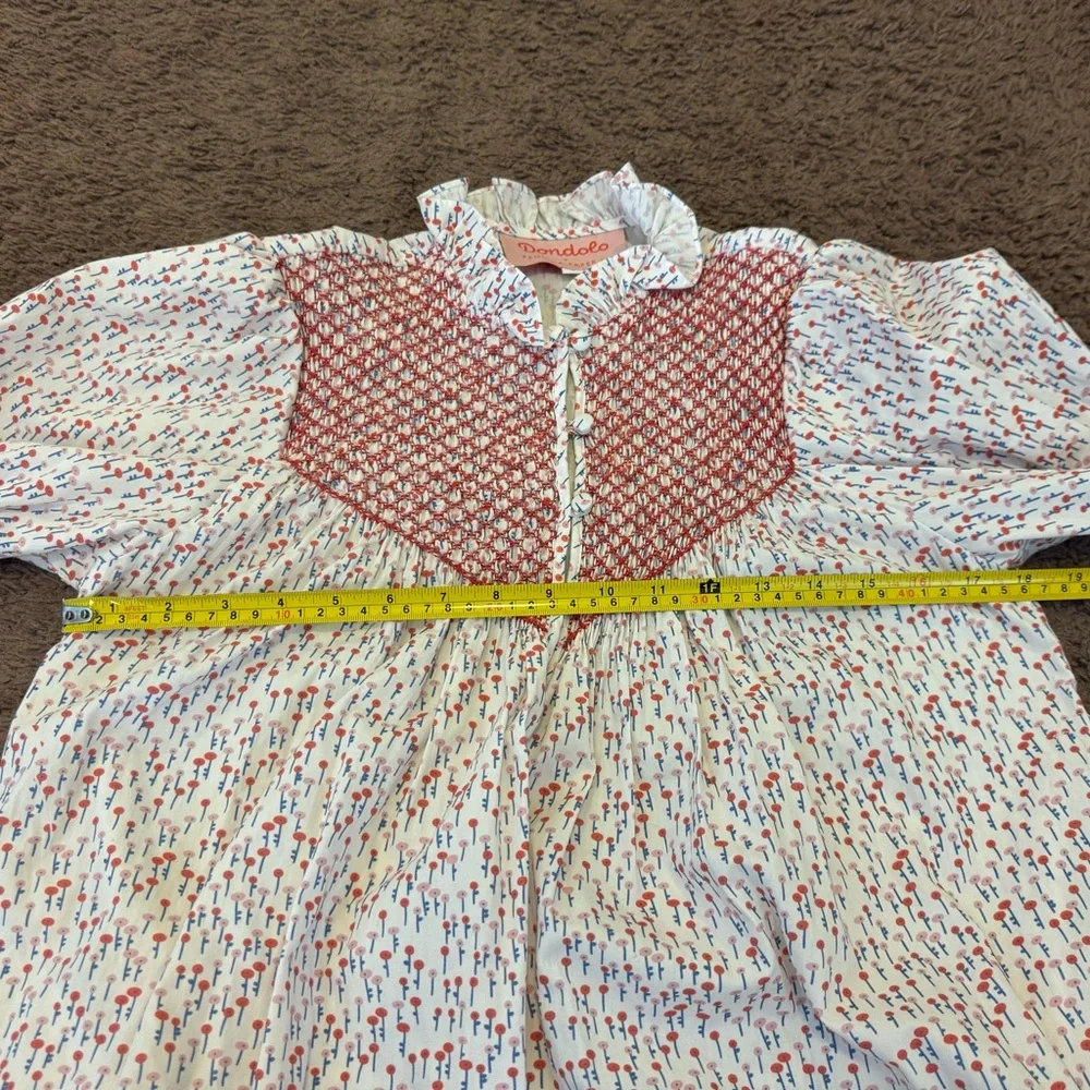 Dondolo Pencil & Paper Co Red White Floral Maxi Dress Peasant Puff Sleeve S $225 - Picture 9 of 10